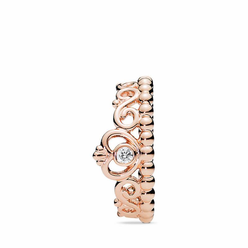 Pandora Princess Tiara Crown Stackable Ring Ireland - Pandora Rose/Cubic Zirconia - 847206ZVP